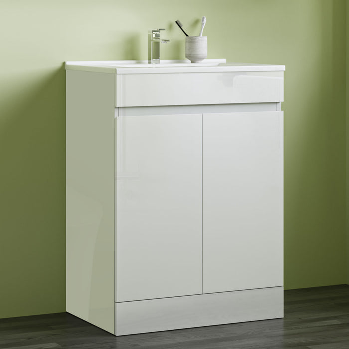 800x600mm Bathroom White Vanity Unit With Storage Space| Soft Close Doors|Thick Ceramic Basin