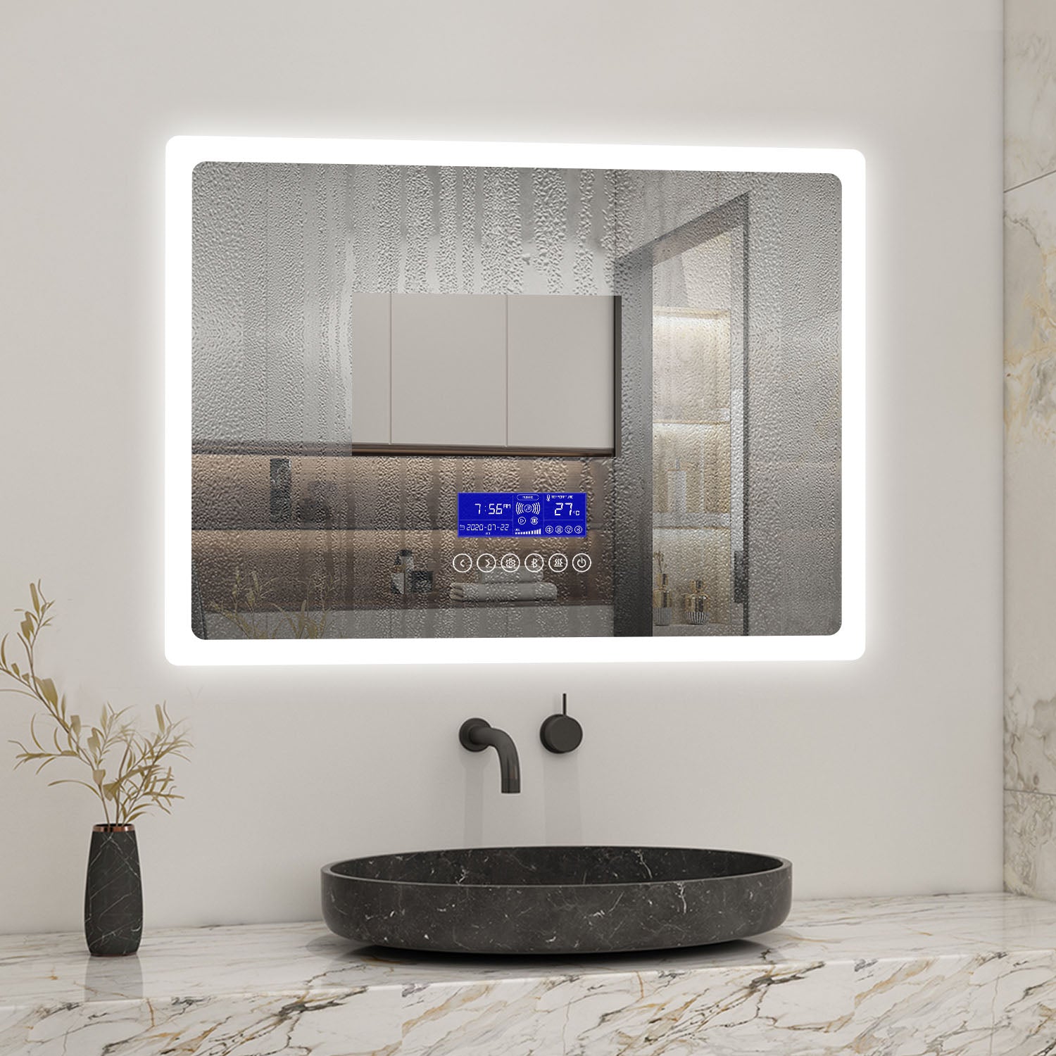 500*700 LED Bathroom Mirror with Demister Pad and Bluetooth Speaker 3 