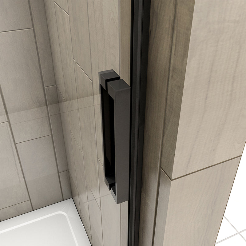 Frameless Sliding Shower Door Black Frame 8mm NANO Glass Tray Optional
