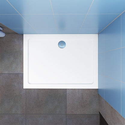 AICA shower enclosure, AICA shower door, slimline 30 Rectangle Square White Stone Tray with Waste Trap