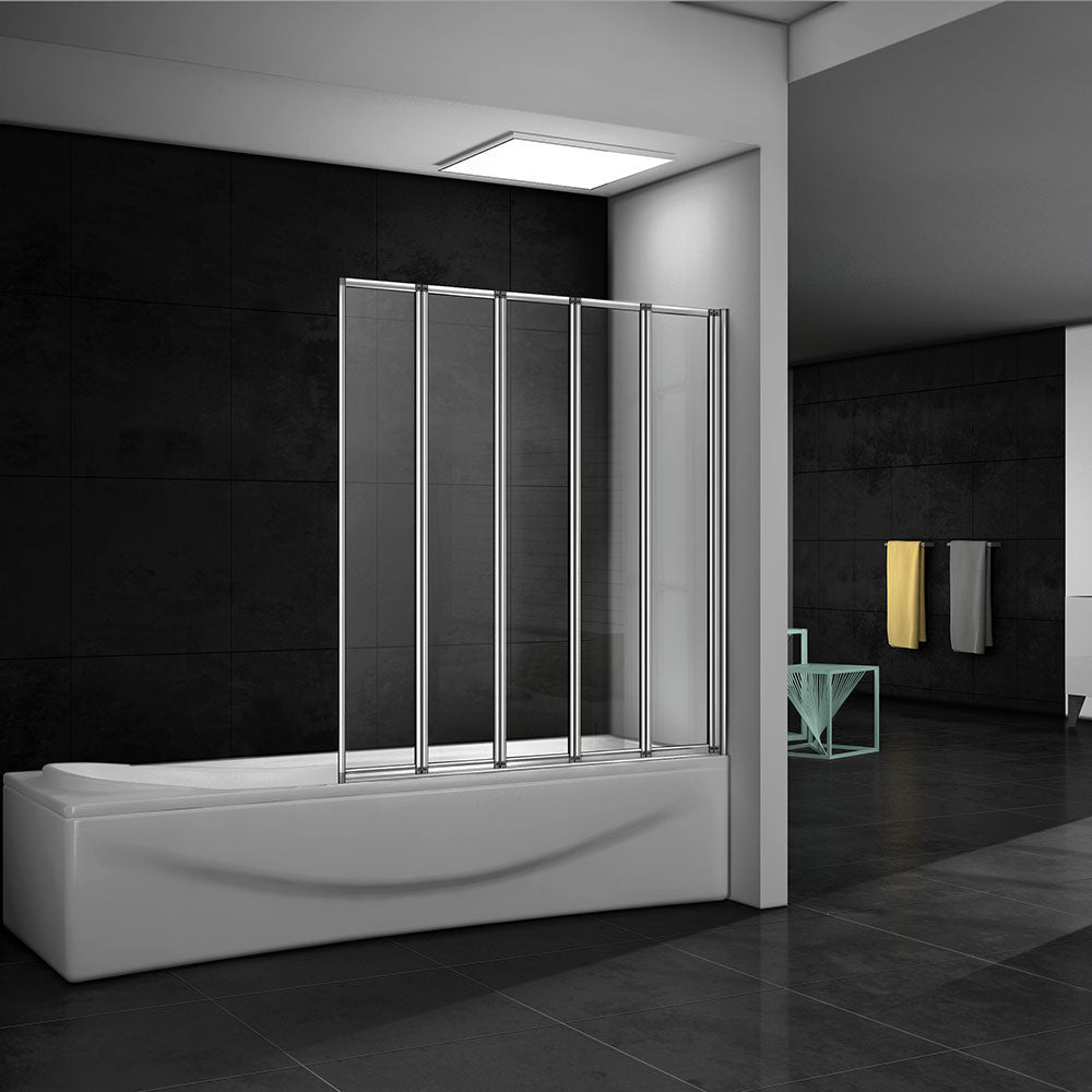 Folding Bath Screen Glass 4/5 Shower Panel 140cm
