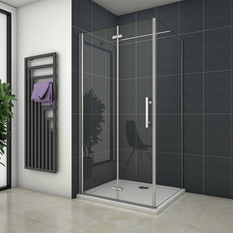 Pivot shower door hinge side panel stone shower Tray