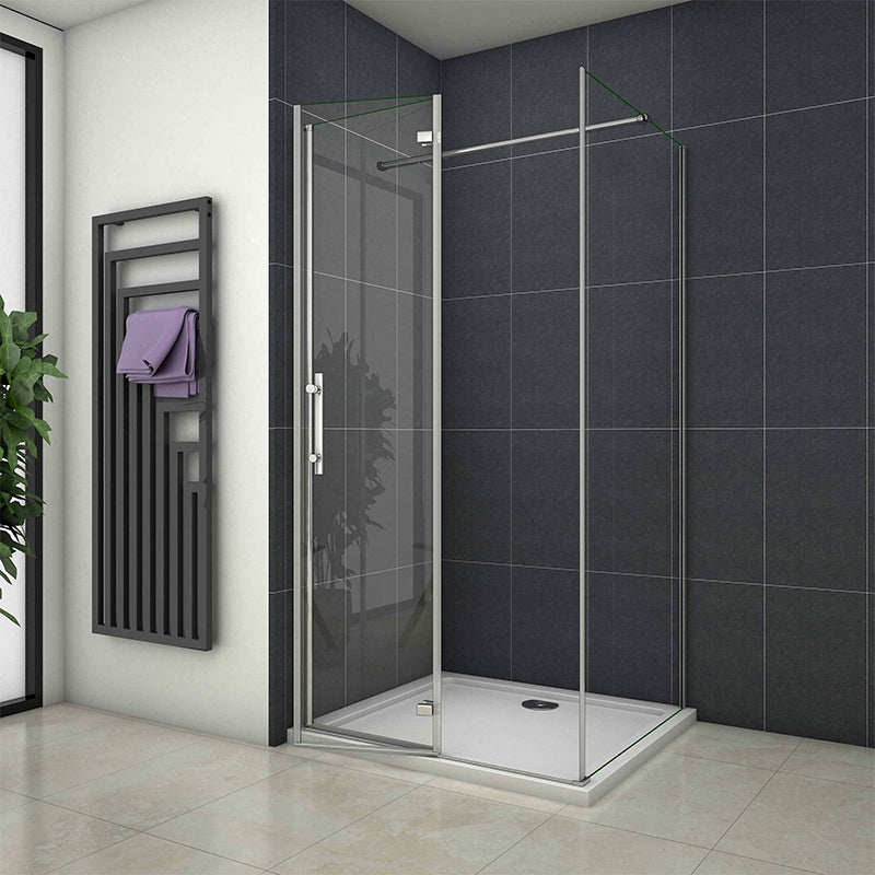Pivot shower door hinge side panel stone shower Tray