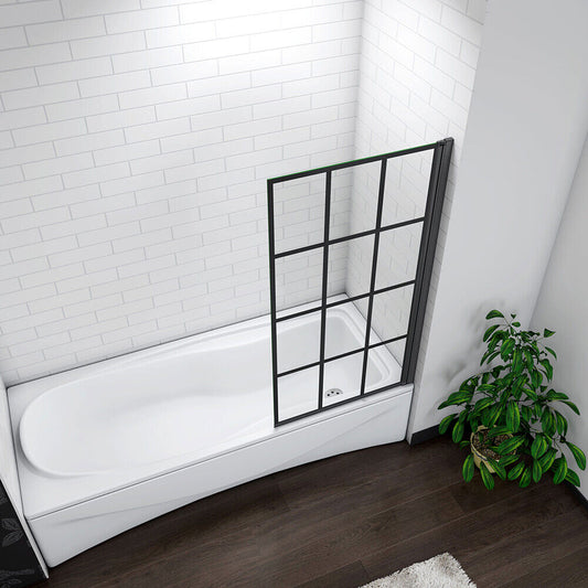 AICA shower screen, black pivot bath screen, glass bath screen