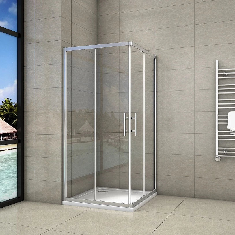 Corner Entry Shower Enclosure Cubicle Double Sliding Shower Door