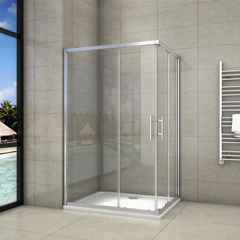 Corner Entry Shower Enclosure Cubicle Double Sliding Shower Door