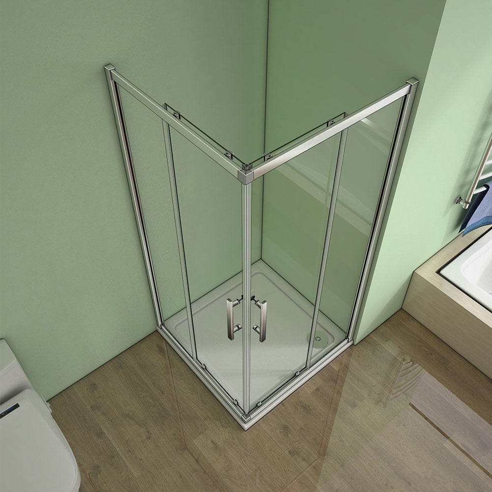 Whole Corner entry sliding shower cubicle,N0 Tray