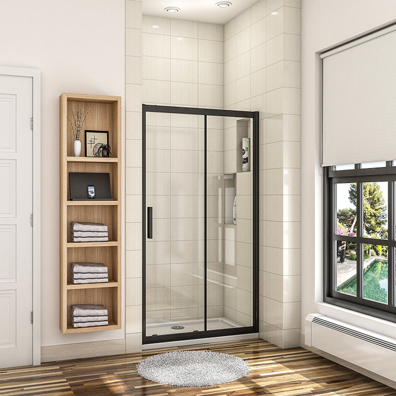 Sliding Shower Enclosure Shower Door NANO Glass 8mm Black Frame
