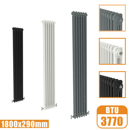 2Column Traditional Cast Iron Style 1800x290 Radiator Vertical Tall Vintage AICA Rads