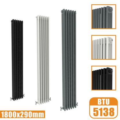 3Column Traditional Cast Iron Style 1800x290 Radiator Vertical Tall Vintage AICA Rads