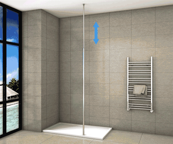 Walk in Wet Room Shower screen ceiling strut 8mm Nano Glass
