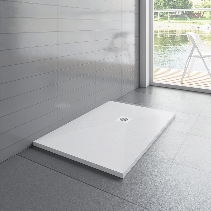 White Slate Effect Stone Tray Shower Enclosure Shower door base
