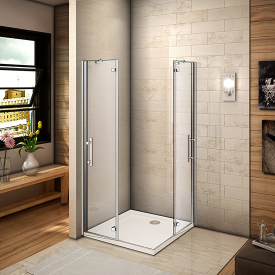Corner entry Enclosures Tray Double shower doors
