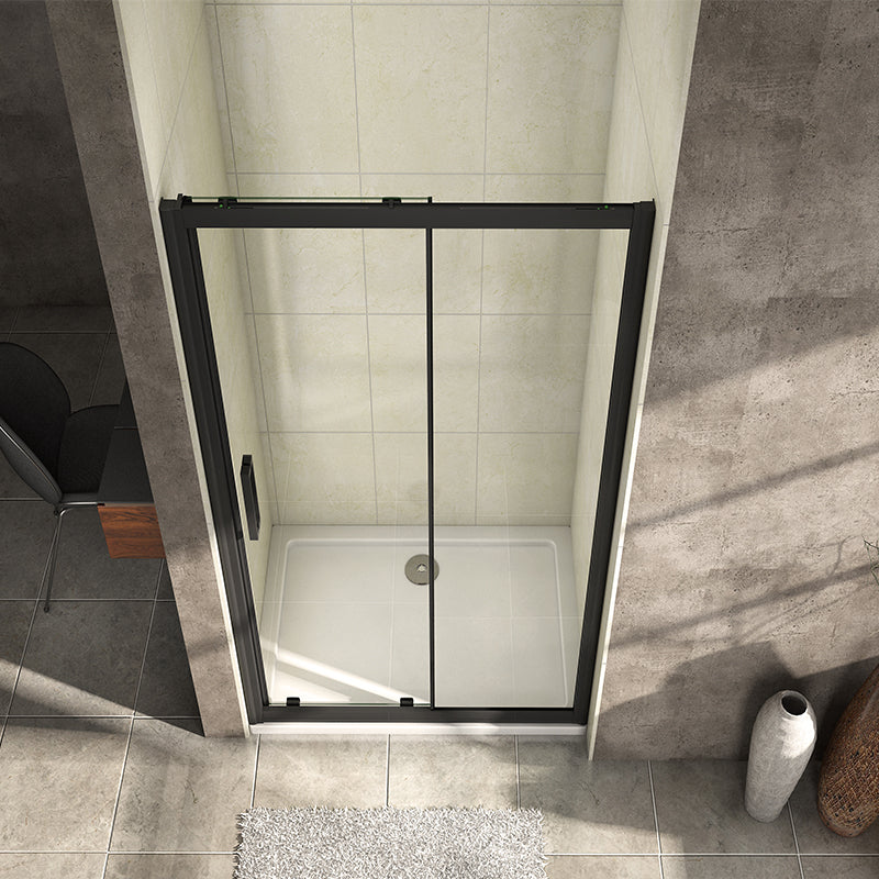 Black Shower Enclosure Sliding Door Side Panel Easy Clean Glass
