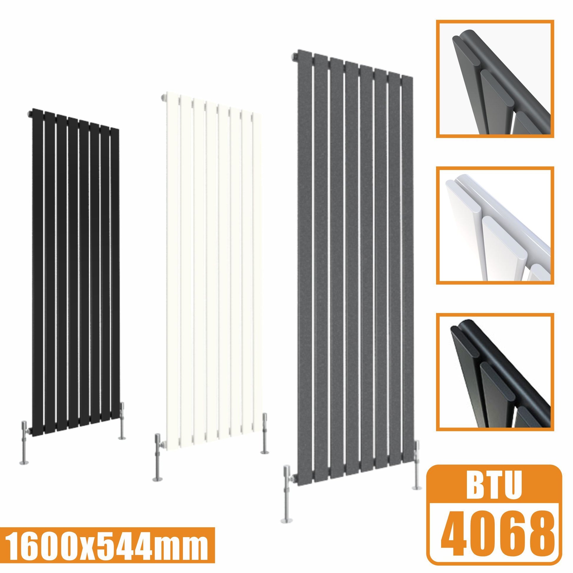 Tall Vertical Flat Panel Anthracite & White & Black Central Heating Ra