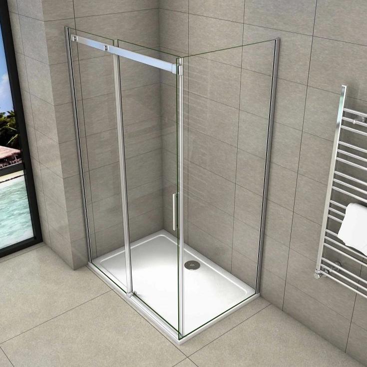 Frameless Sliding Shower Enclosure Cubicle Walk In 195cm