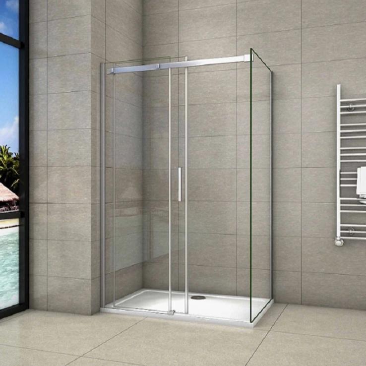 Frameless Sliding Shower Enclosure Cubicle Walk In 195cm