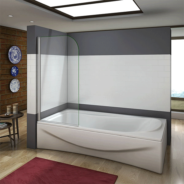 Pivot Glass Over Bath Shower Screen 180 degree Panel