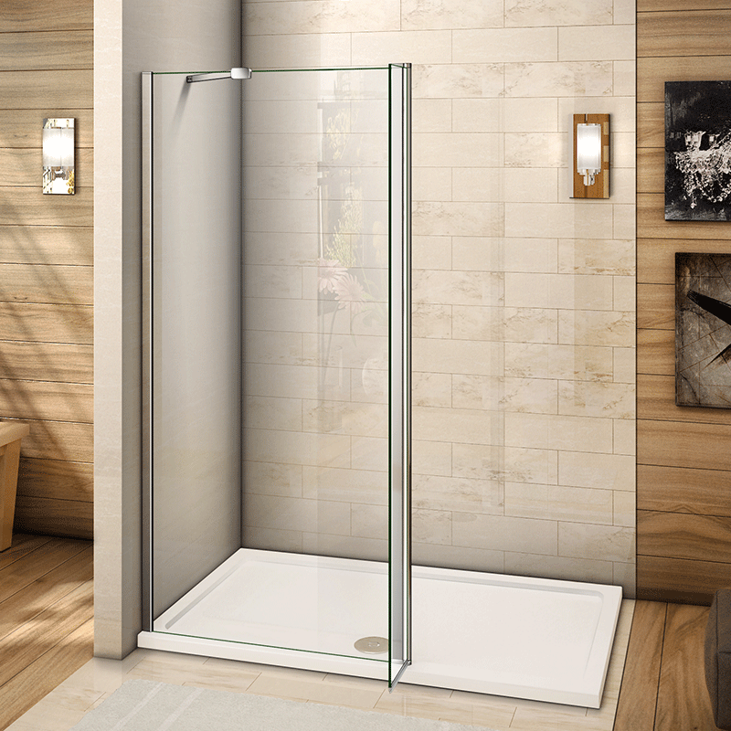 Walk In Shower Enclosure 8mm Glass Screen+30cm Flipper Panel