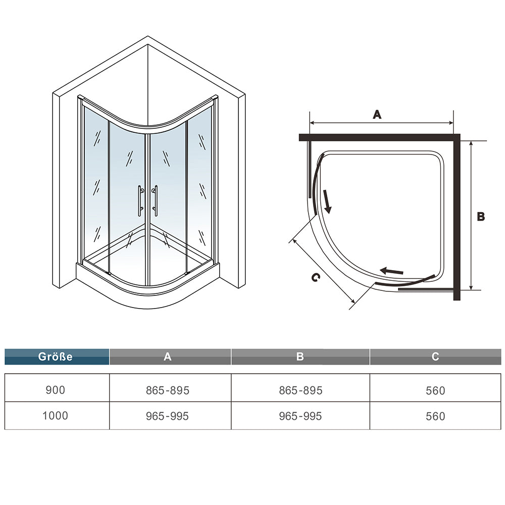 Quadrant Shower Enclosure Black Corner Entry Cubicle