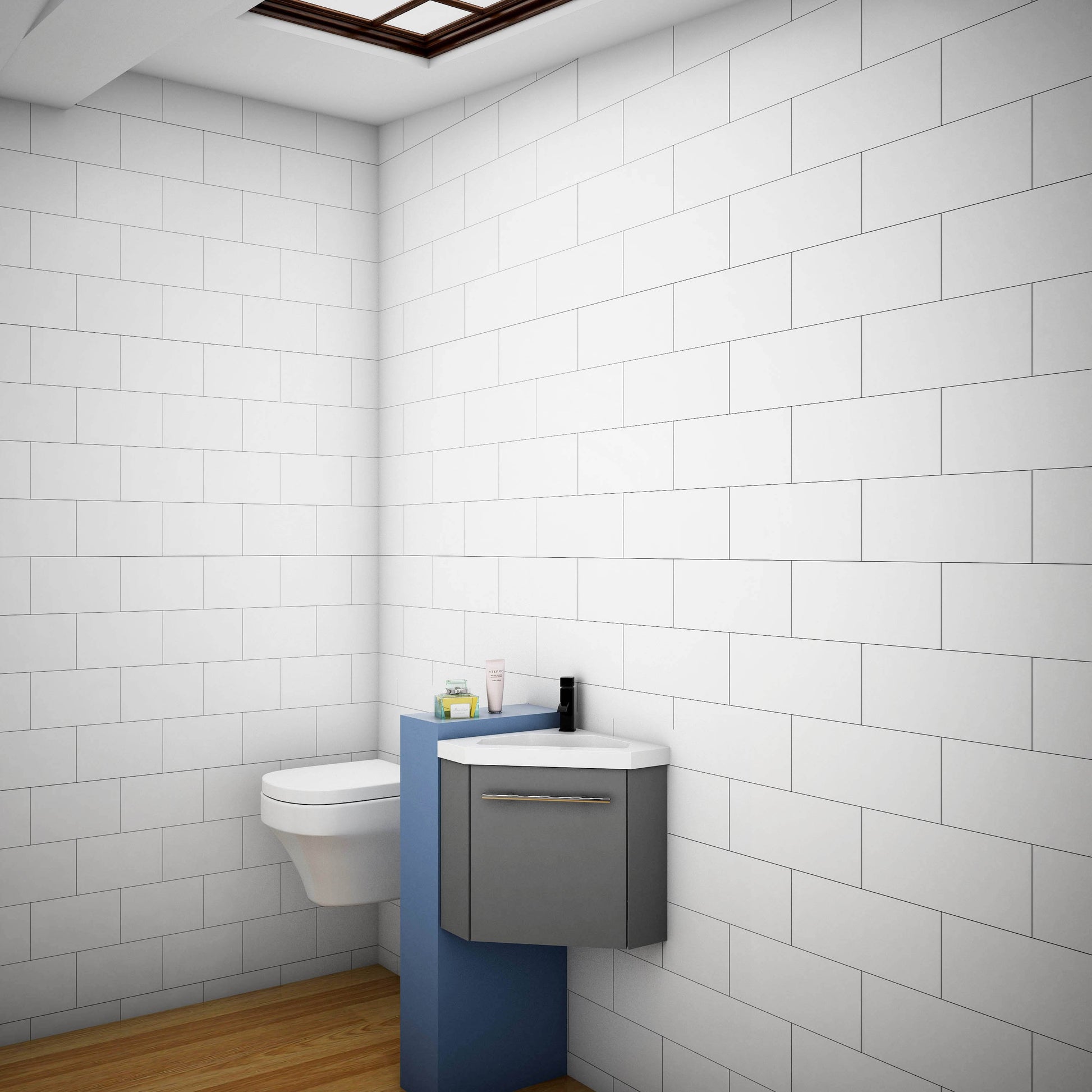 Corner Basin Vanity Unit for Small Bathroom Cloakroom