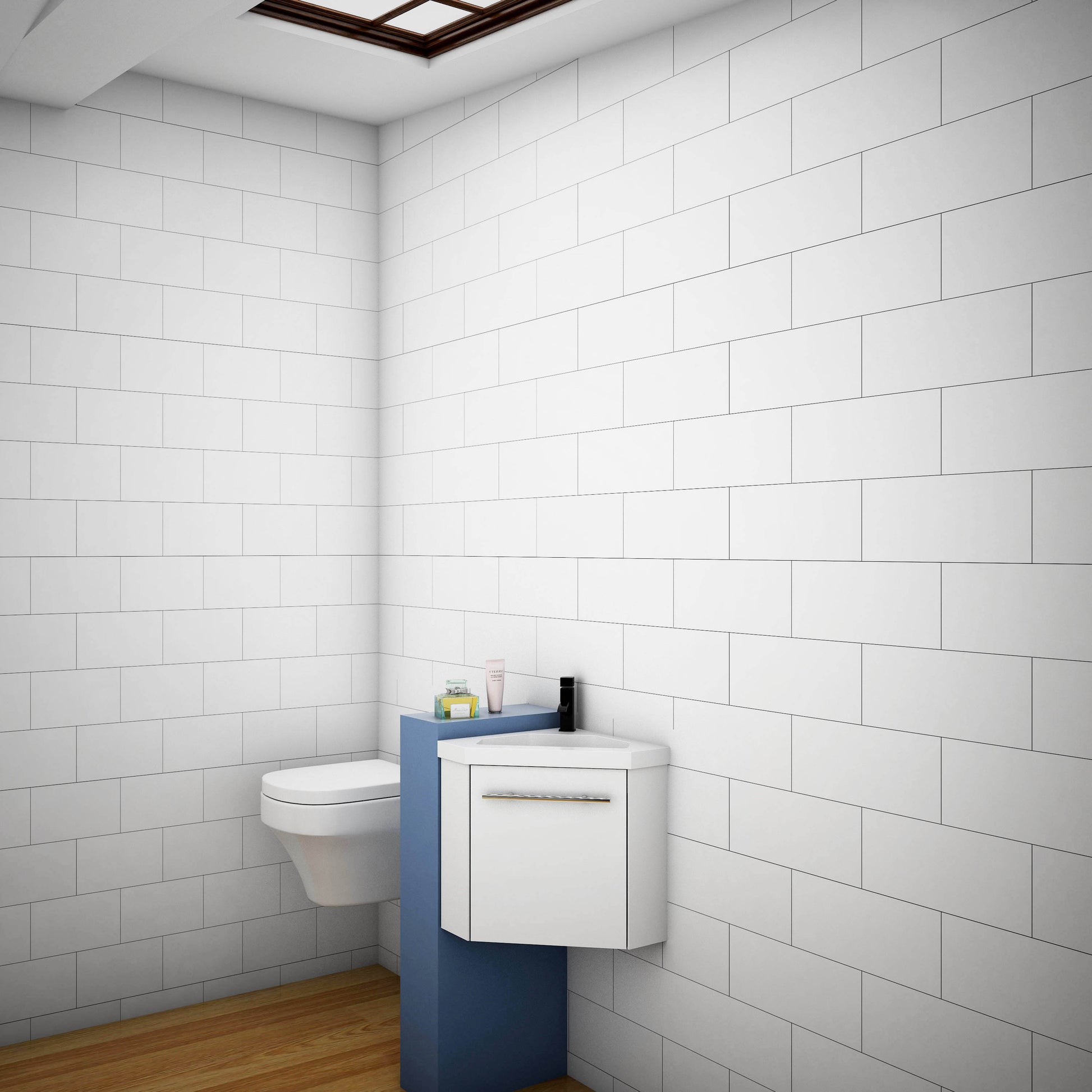 Corner Basin Vanity Unit for Small Bathroom Cloakroom