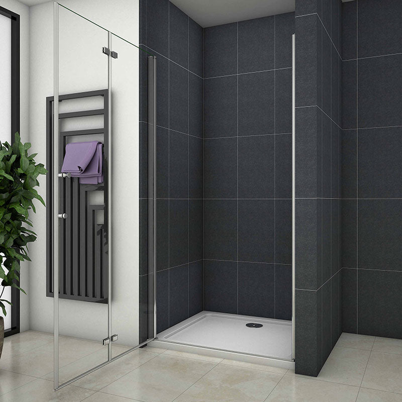 Bi fold Pivot shower door Frameless Shower enclosure Stone tray