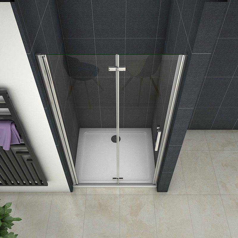 Bi fold Pivot shower door Frameless Shower enclosure Stone tray