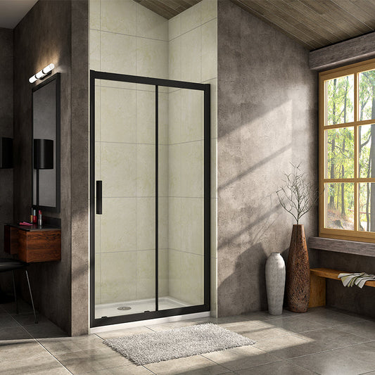 AICA-bathrooms-Black-Sliding-Shower-Enclosure-8mm-Door-1