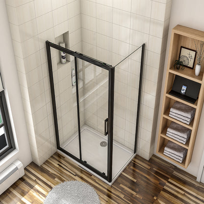 150x70CM-Black-sliding-shower-Enclosure-8MM-Glass-3