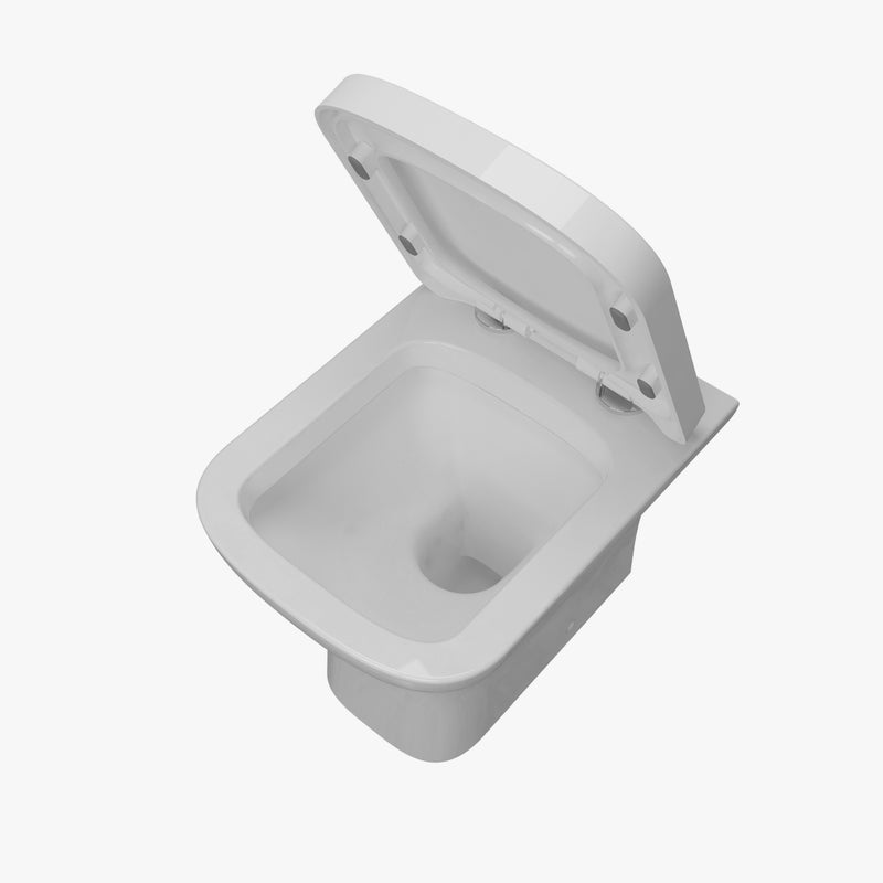 AICA Back To Wall Toilet Soft Close Seat Ceramic White Bathroom Square WC Modern BTW