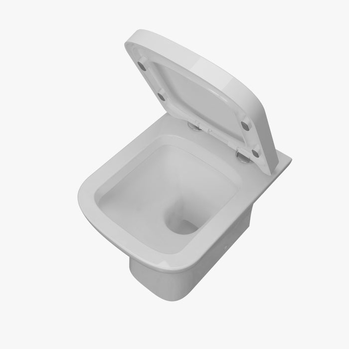 AICA Back To Wall Toilet Soft Close Seat Ceramic White Bathroom Square WC Modern BTW
