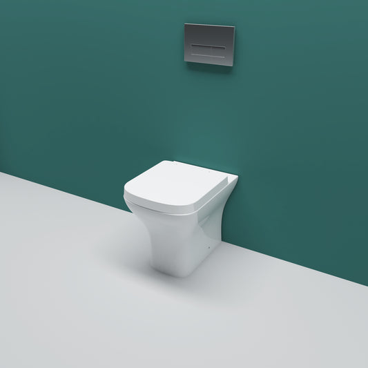 AICA Back To Wall Toilet Soft Close Seat Ceramic White Bathroom Square WC Modern BTW