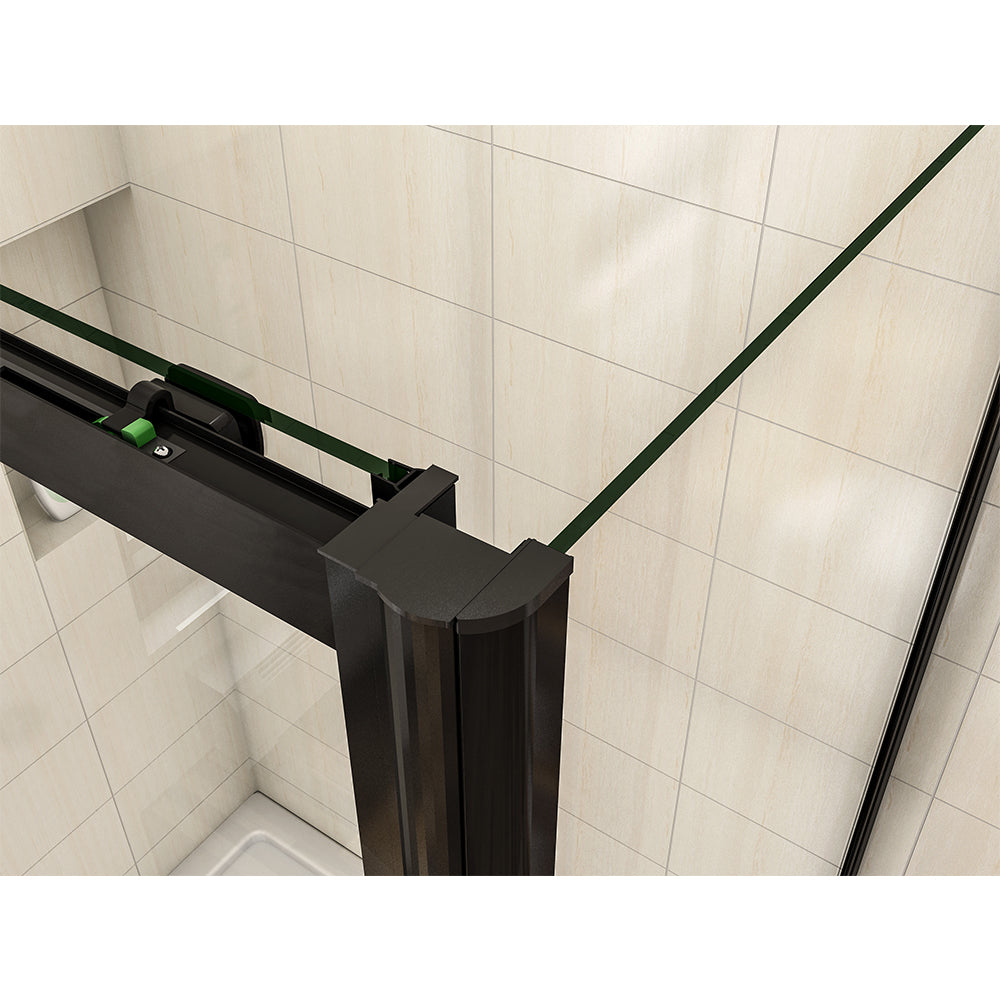 150x90CM sliding shower Enclosure Black 8MM NANO Glass Door Side Panel