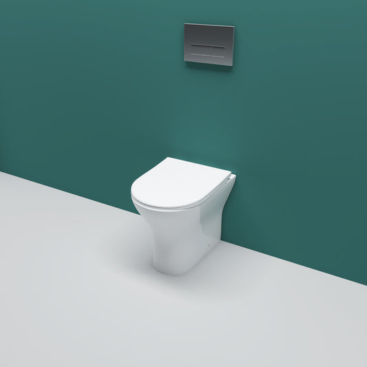AICA Modern Back To Wall Toilet Short Projection Soft Close Seat Bathroom WC