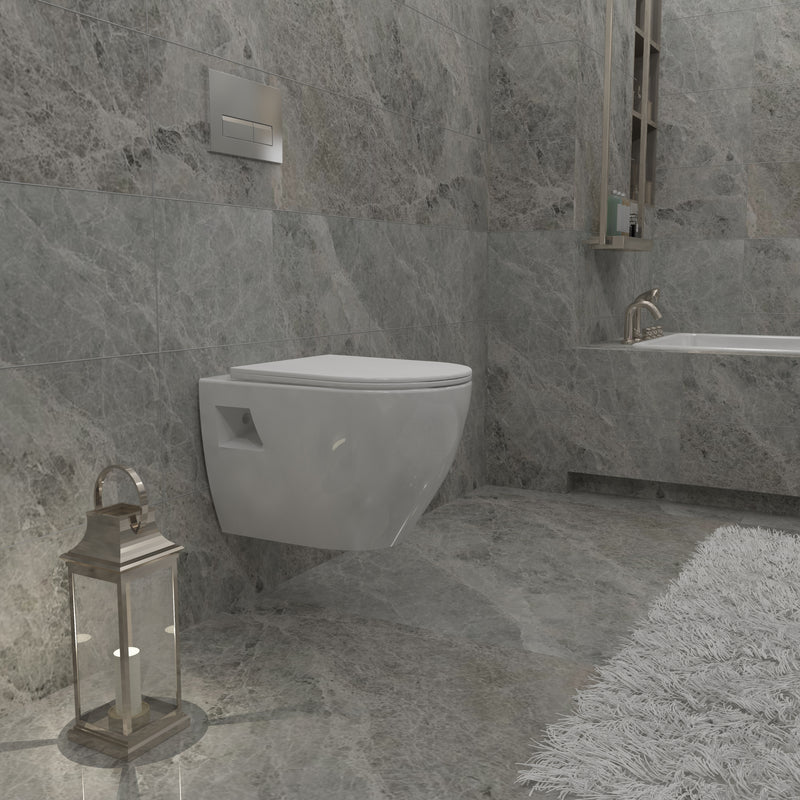 AICA Bathroom Wall Hung Toilet Round WC Pan With UF Soft Close Seat