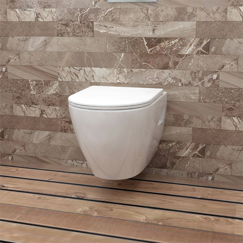 AICA Bathroom Wall Hung Toilet Round WC Pan With UF Soft Close Seat