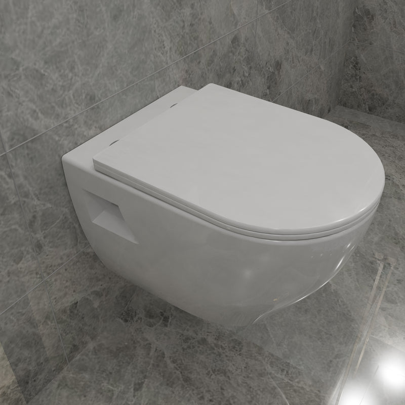 AICA Bathroom Wall Hung Toilet Round WC Pan With UF Soft Close Seat