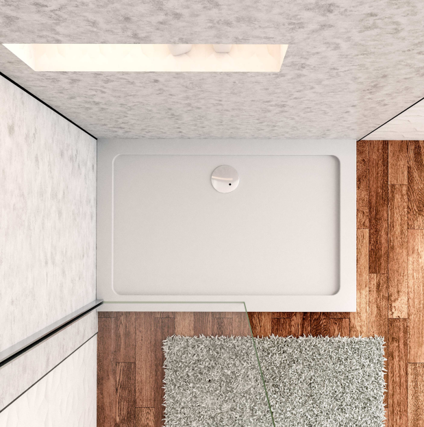 Square Rectangle White Shower Stone Tray Free Waste Trap