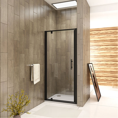 pivot shower enclosure, black, single glass door