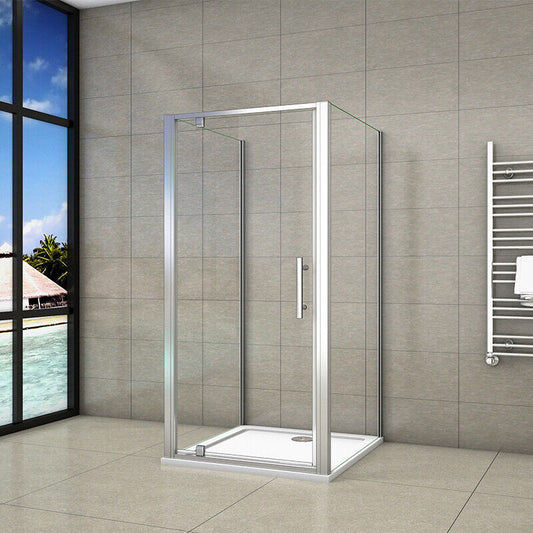 AICA-Bathroom-90x80CM Pivot Shower Enclosure Glass Double Side Panel-1