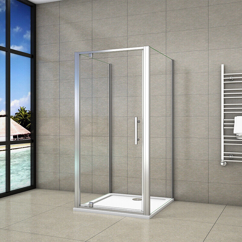 80x70CM Pivot Shower Enclosure Glass Clear Door+Double Side Panel