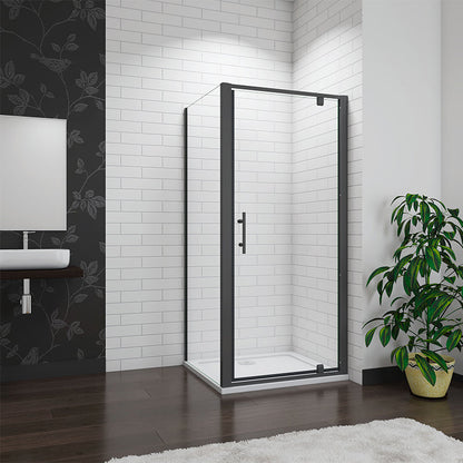 900mm Black Pivot shower,185cm door,side panel,enclosure