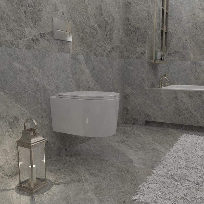 AICA Bathroom Modern Rimless Wall Hung Toilet WC Pan With UF Soft Close Seat