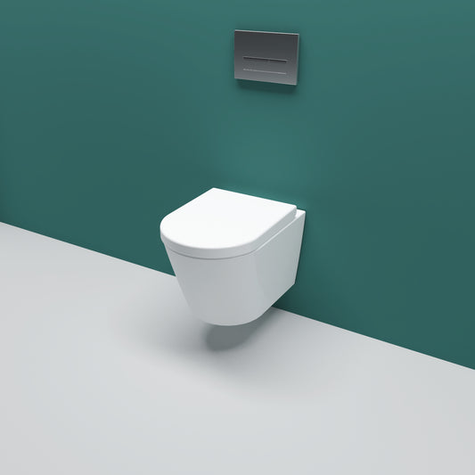 AICA Bathroom Rimless Wall Hung Toilet Soft Close Seat WC White Ceramic Round
