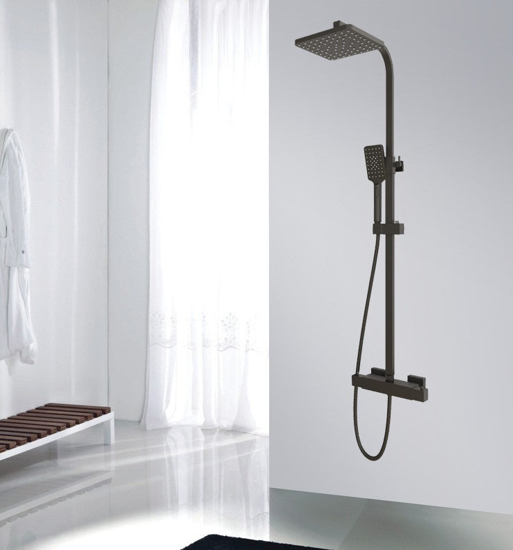 AICA NEW Bathroom Thermostatic Shower Mixer Square Black Set
