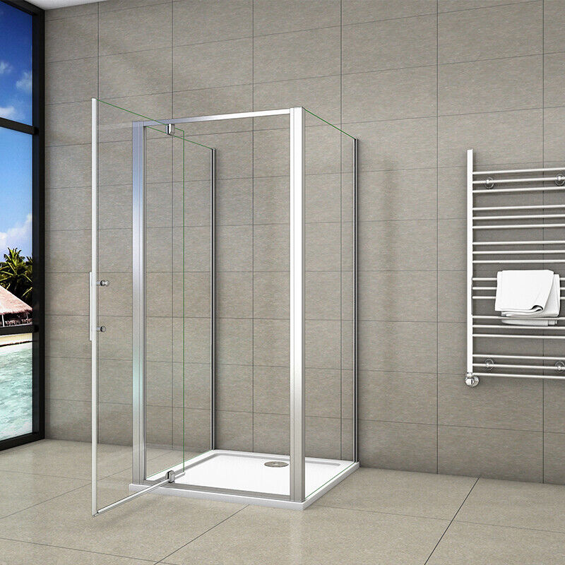 Bathroom Pivot Shower Enclosure 80x70CM Glass Door+2 Side Panel