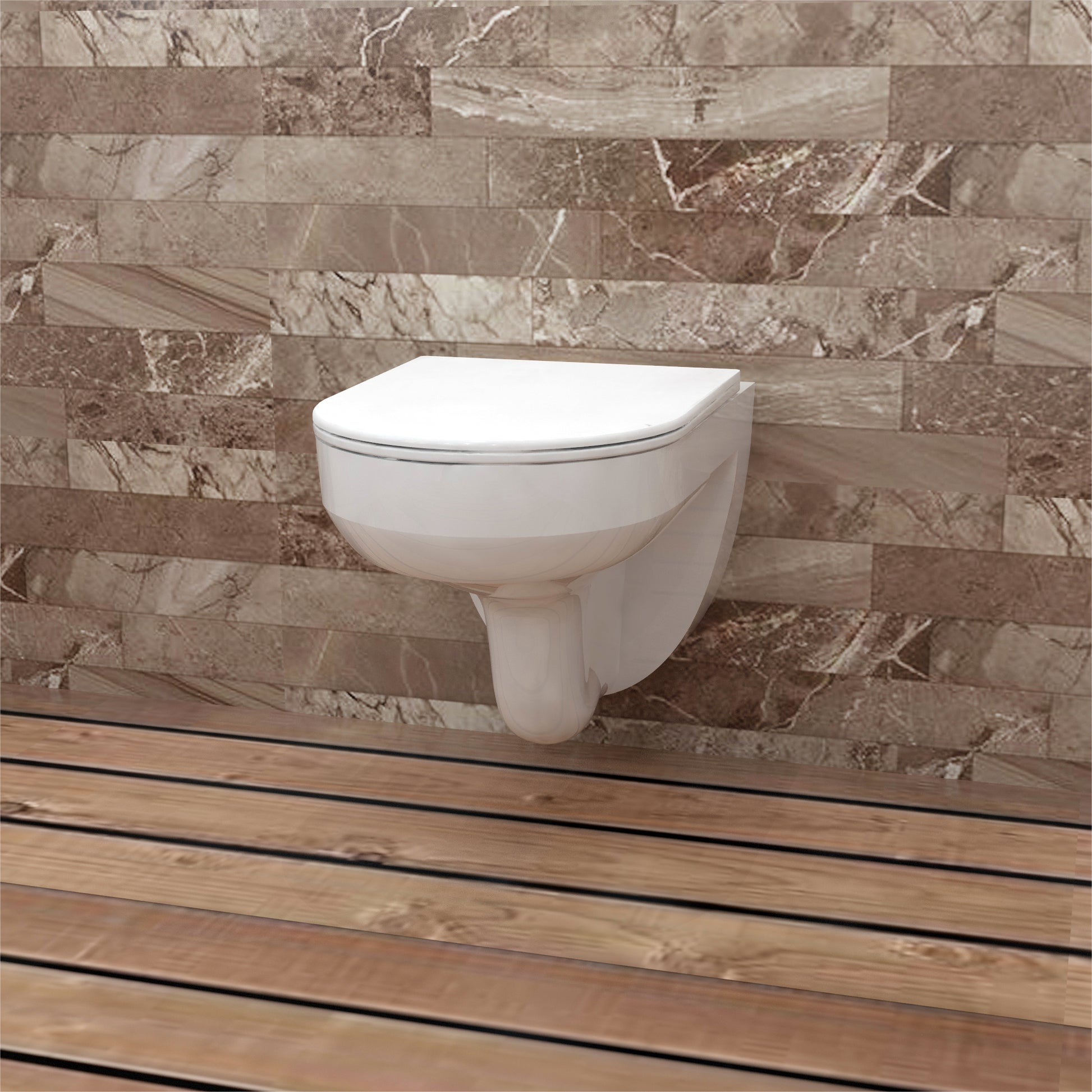 AICA Bathrooms Wall HungToilet Modern Pan Cloakroom UF Soft Close Seat