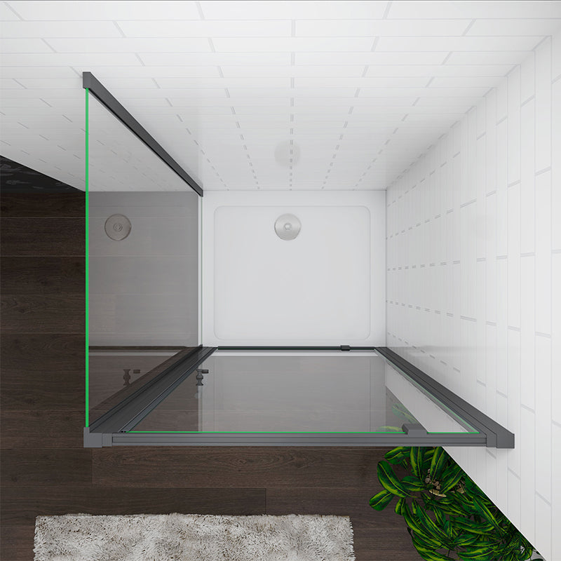 76x185cm Black Shower Pivot Enclosures Glass Shower Cubicle