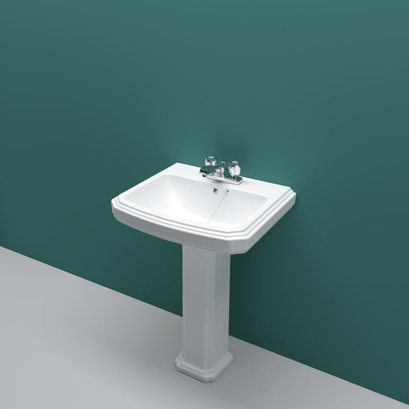 AICA Bathroom Traditional Pedestal Basin Sink  Full Floorstanding  - 2 Tap Hole